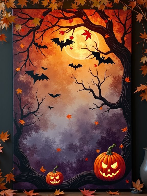autumn foliage and harvest moon