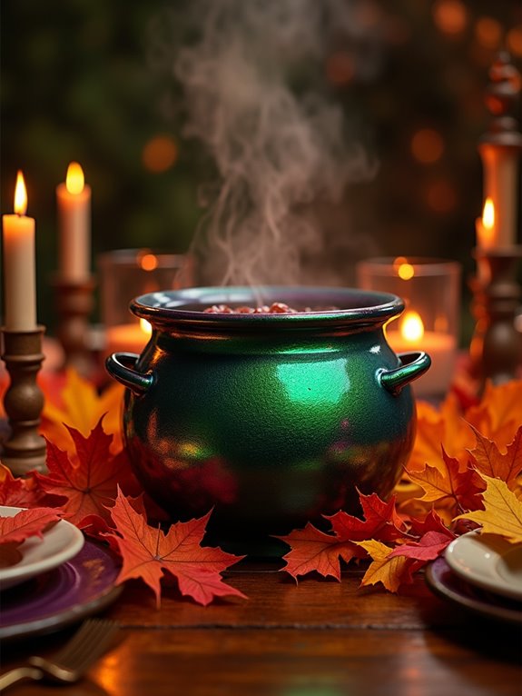 autumn leaf cauldron centerpiece