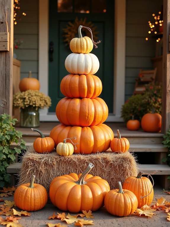 autumn porch pumpkin display