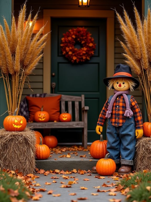 autumn porch with hay bales