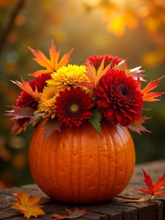autumn pumpkin foliage centerpiece