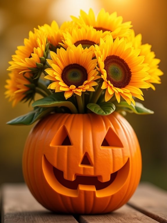 autumn pumpkin sunflower arrangement