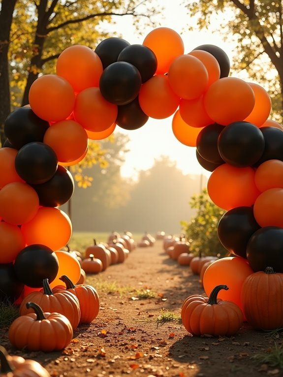 autumn themed balloon archway decorations