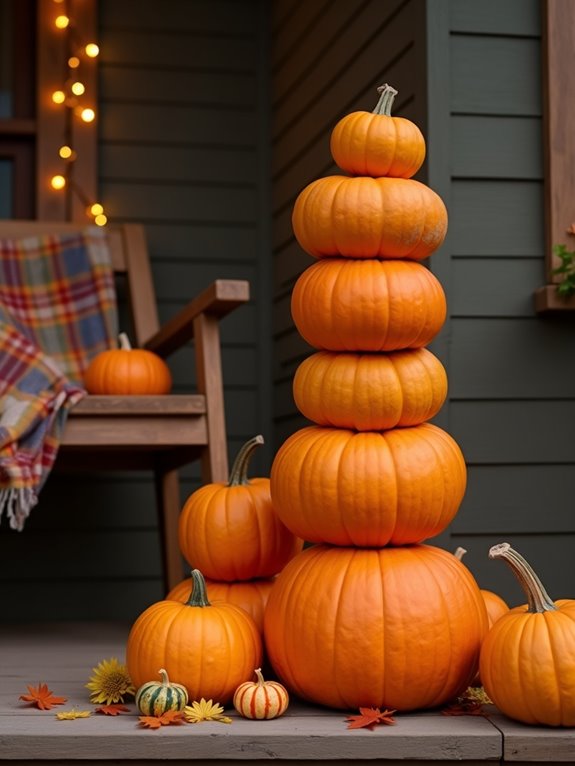 autumn themed pumpkin display