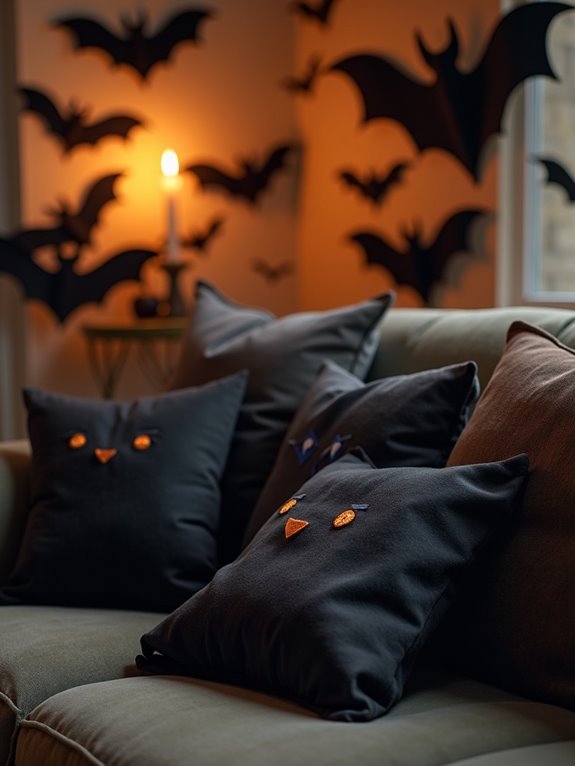 bat themed decorative pillows