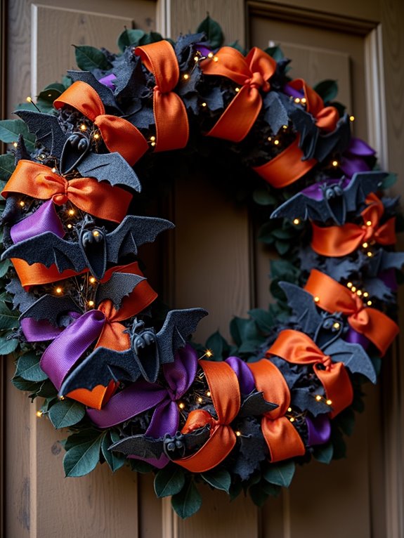 bat themed halloween wreath crafting