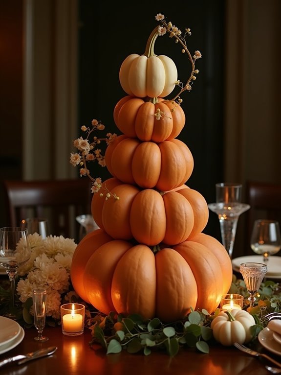 candlelit pumpkin centerpiece creation