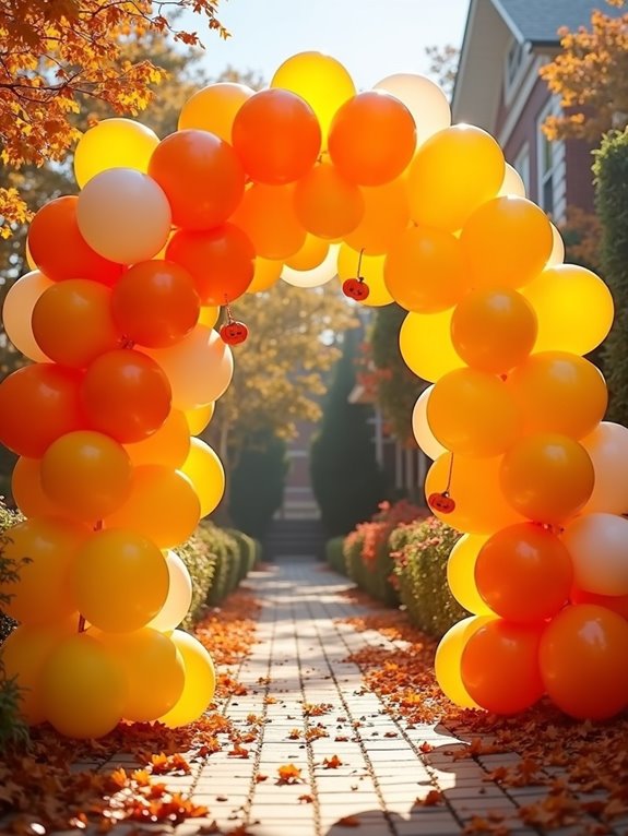 candy corn balloon arch