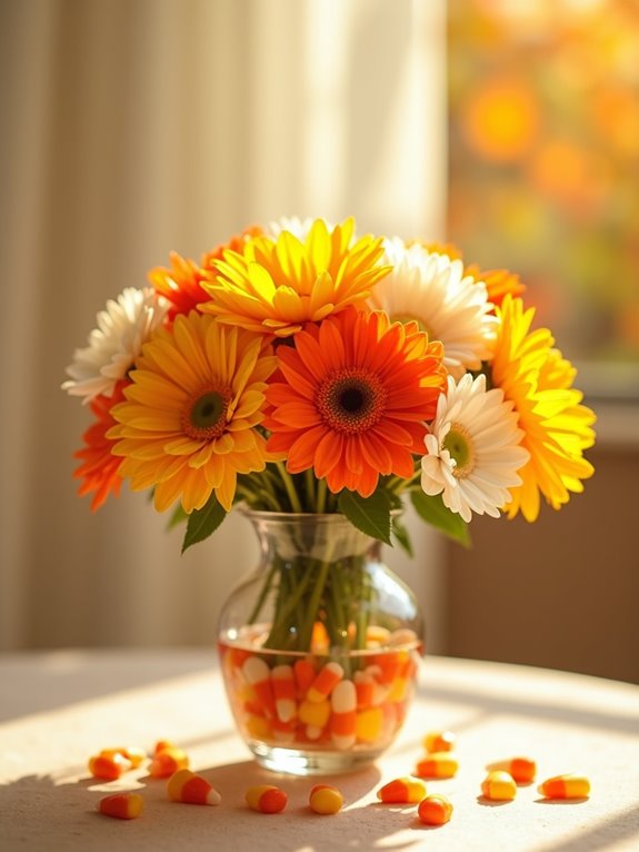 candy corn flower arrangements
