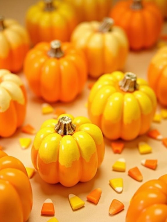 candy corn painted pumpkins
