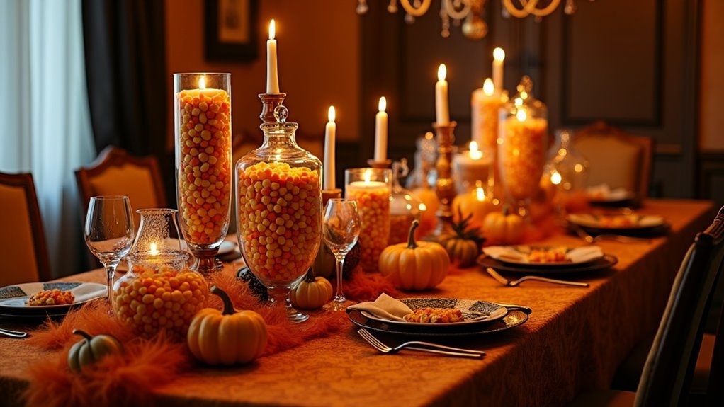 candy corn table decor