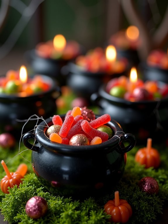 candy filled halloween cauldron