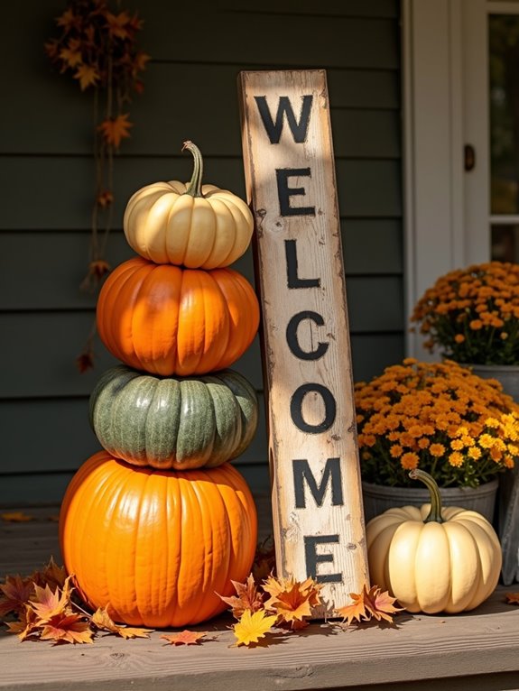 charming pumpkin stack display