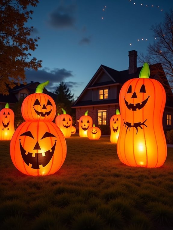 cheerful inflatable pumpkin patch