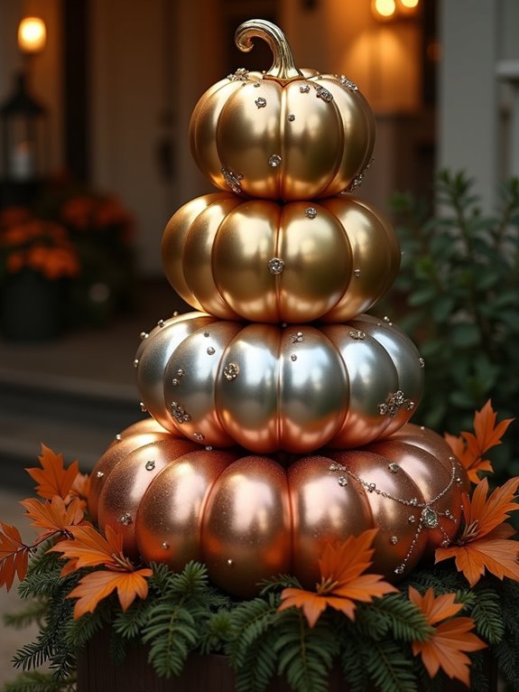 chic metallic pumpkin accents