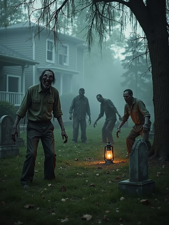 chilling graveyard lawn display