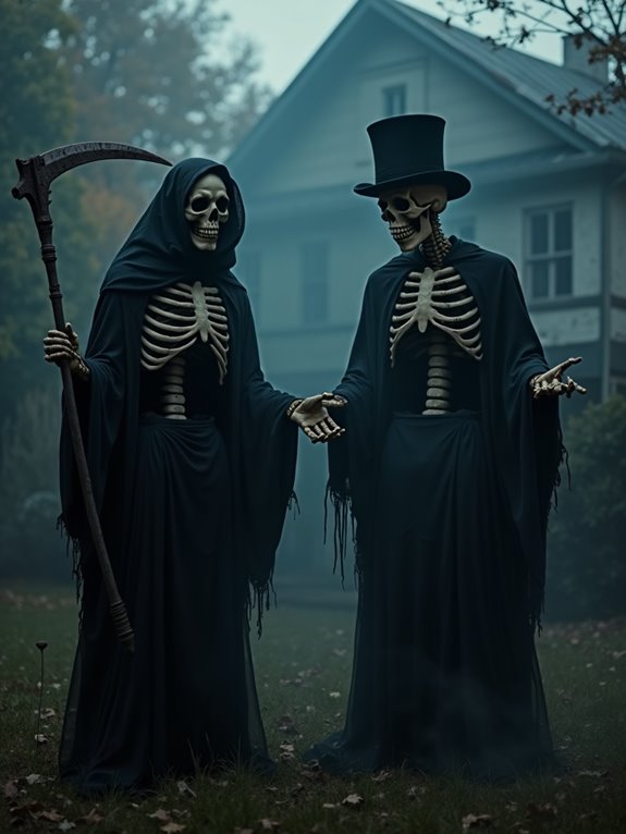 chilling graveyard skeleton decorations