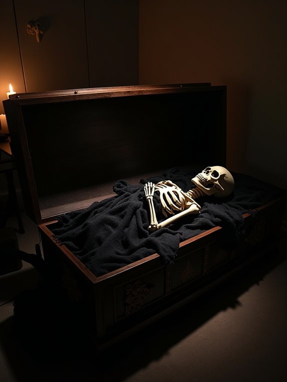 coffin skeleton spooky decor