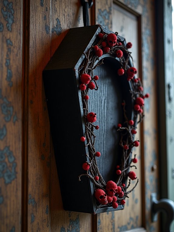 coffin wreath spooky decor