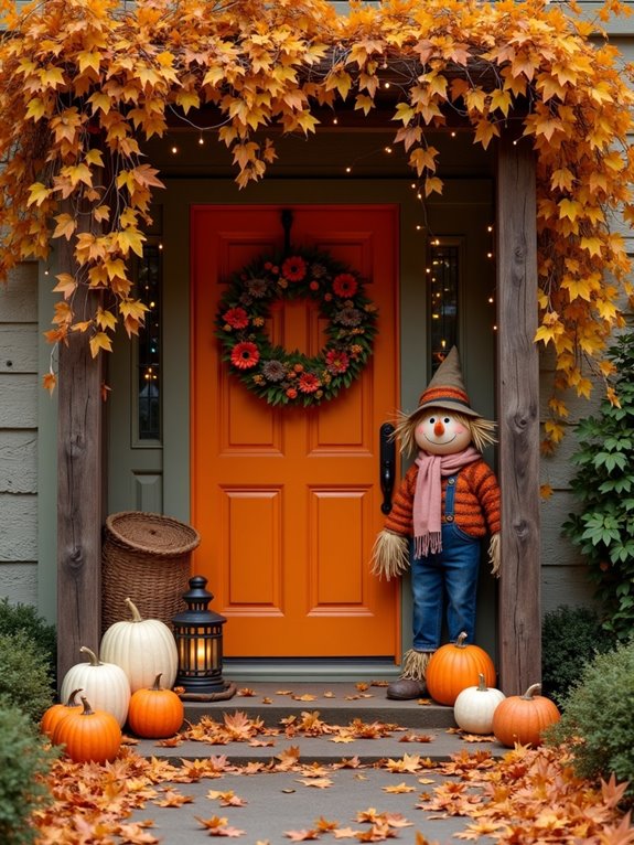 colorful autumn entryway decor