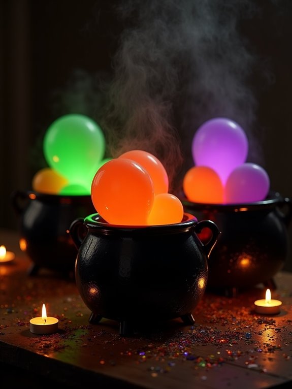 colorful balloon cauldron centerpiece