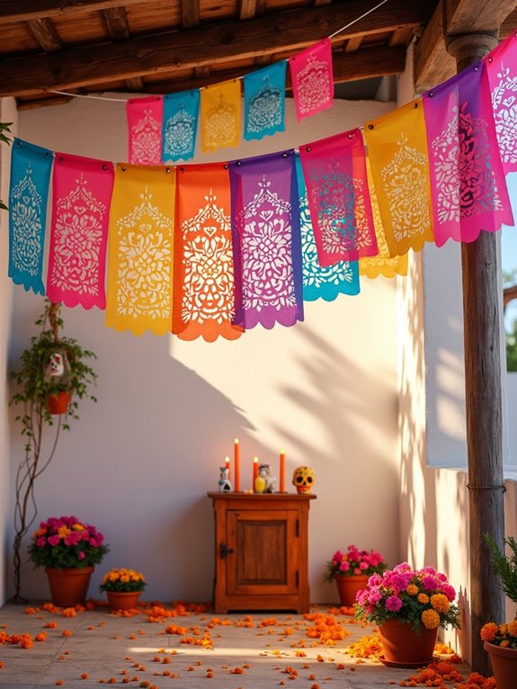 colorful papel picado garlands
