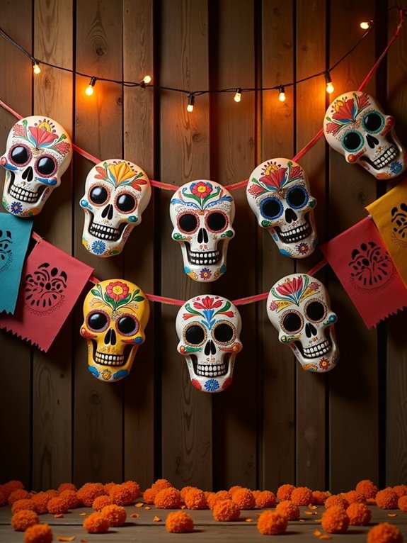 colorful skull banner craft