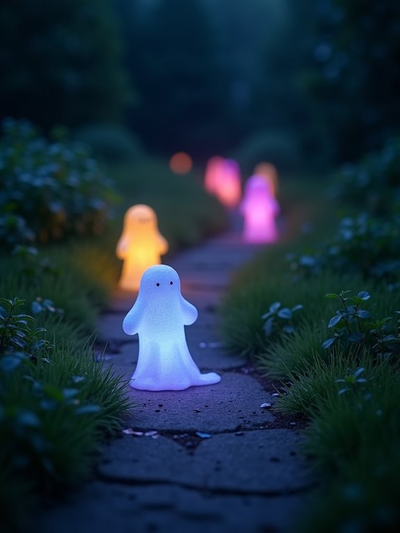 colorful spooky pathway lights