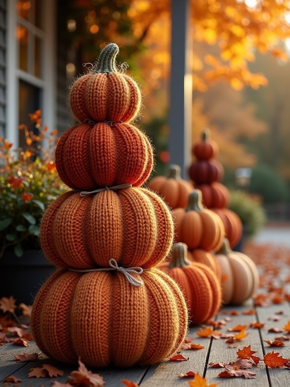 cozy knit pumpkin decoration
