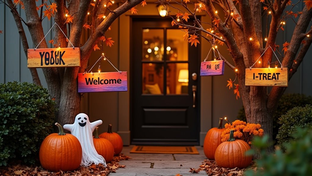 creative halloween entrance signs