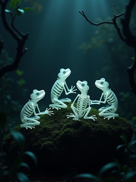 creepy charming skeleton frogs