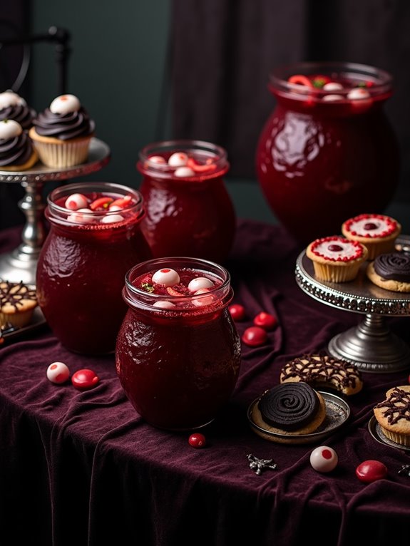 creepy cocktails blood red containers