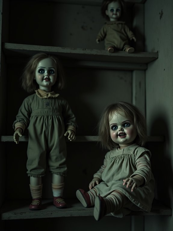 creepy dolls in shadows