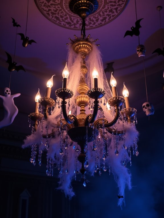 eerie ambiance with chandeliers