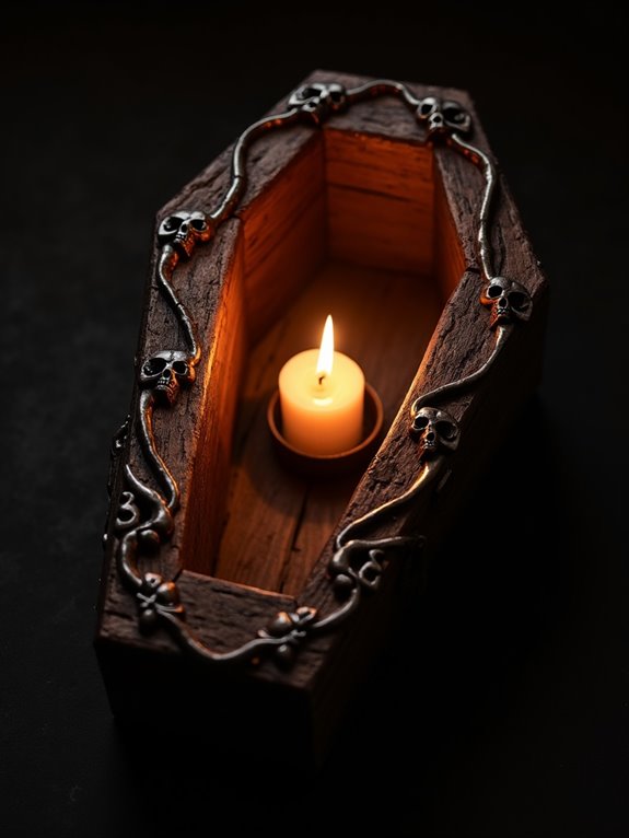 eerie coffin candle holder