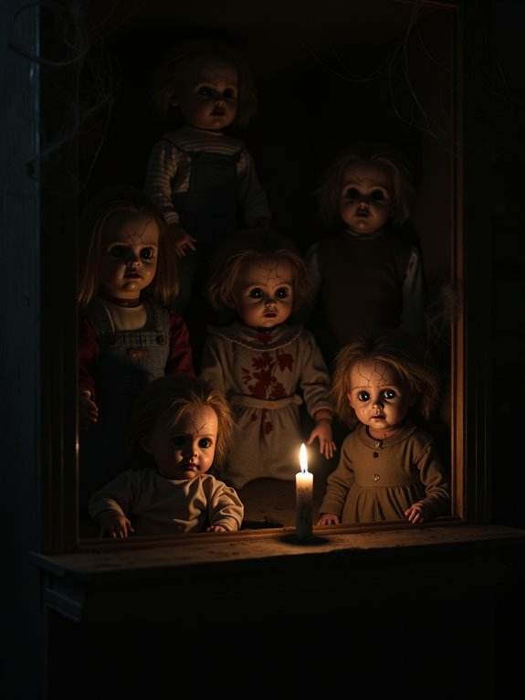 eerie dolls with haunting gaze