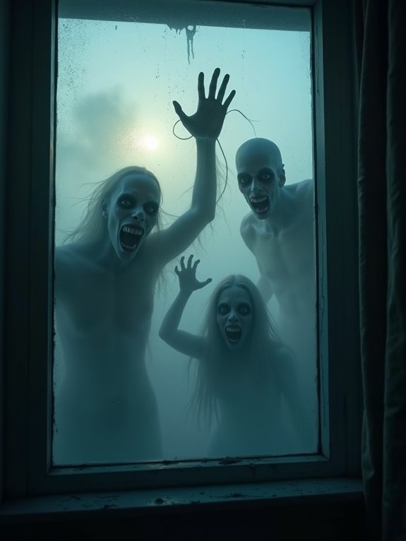 eerie foggy phantom figures