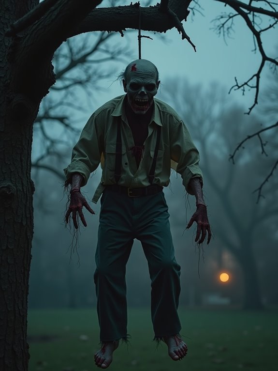 eerie hanging zombie decoration