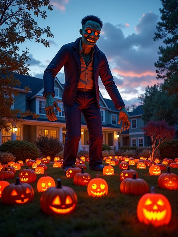 eerie inflatable zombie display