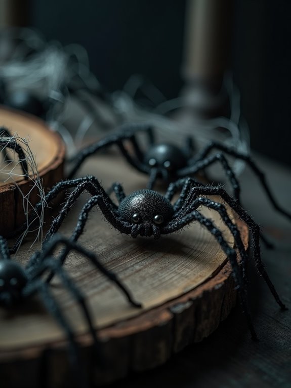 eerie spider themed table decor