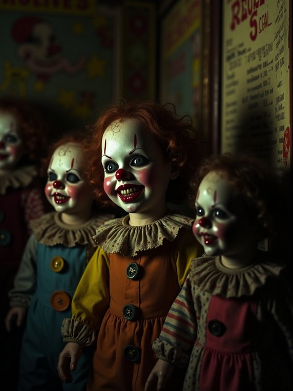 eerie vintage clown dolls