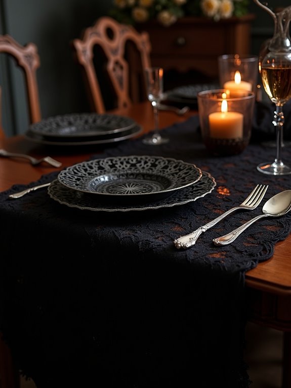 elegant black lace tablecloth