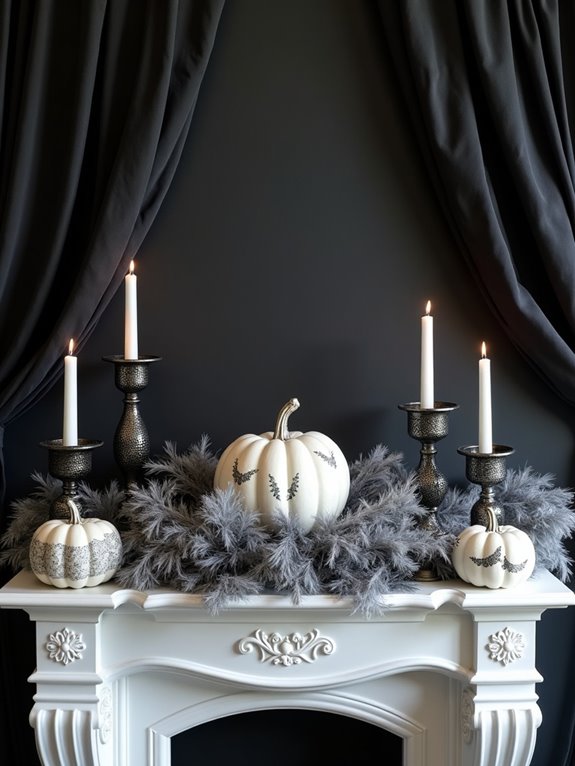 elegant halloween mantel decor