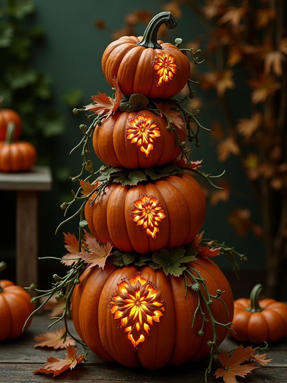 elegant stacked pumpkin decor