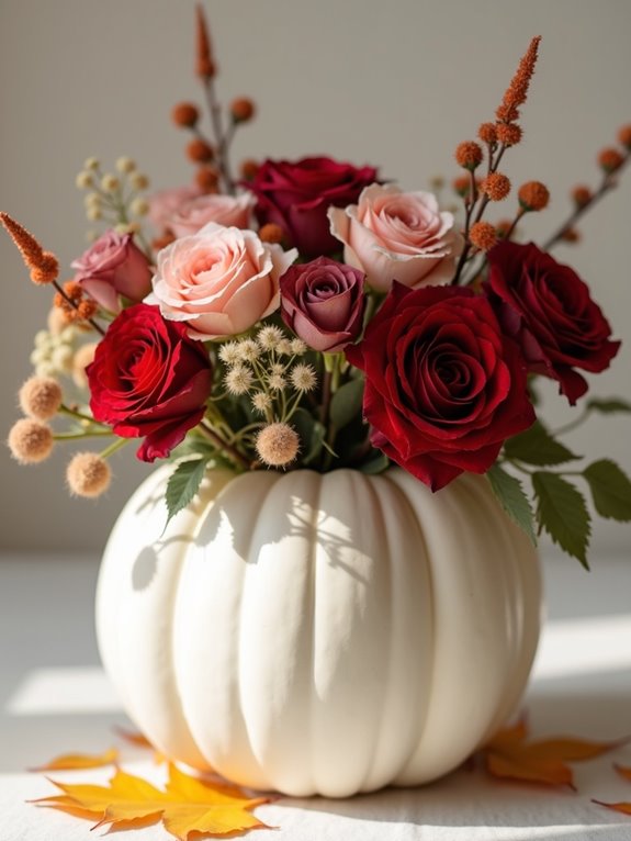 elegant white pumpkin arrangement