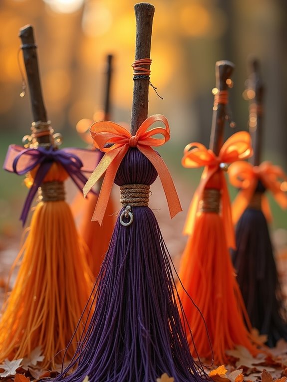 embellished broom with ribbons