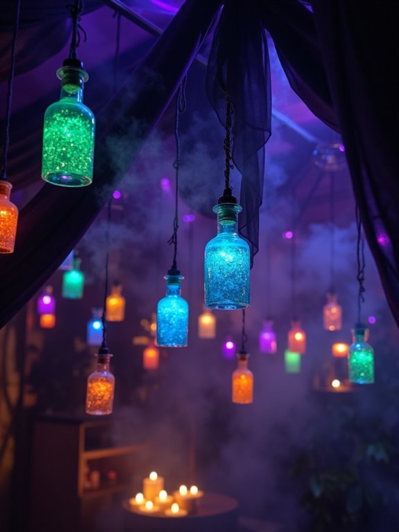 enchanted colorful potion displays