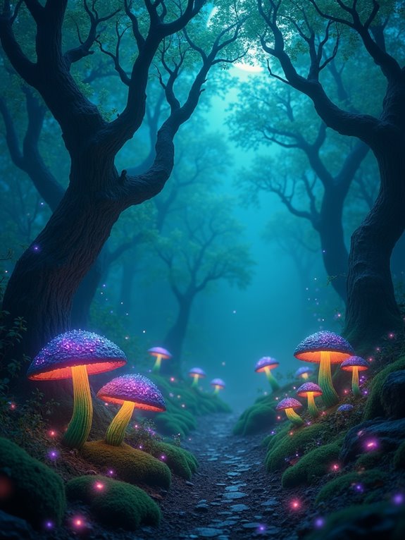 enchanting whimsical mushroom clusters