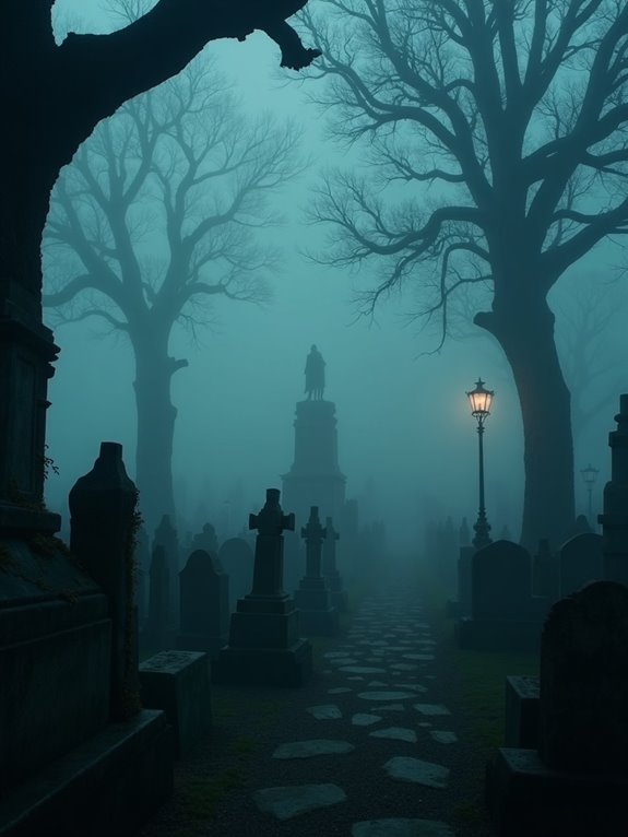 ethereal fog shrouds graveyard