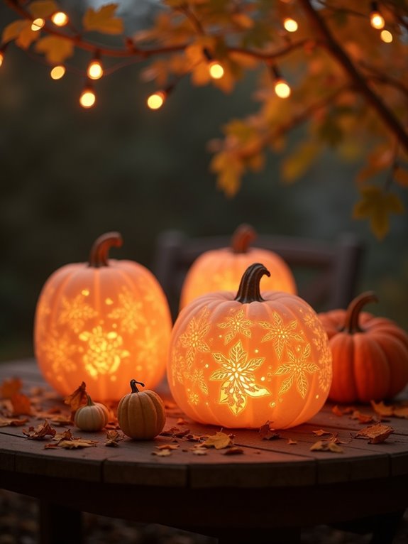 ethereal frosted pumpkin luminaries